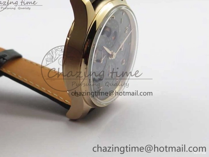 MIROTIME 0307 Elegant Portugieser Perpetual Calendar IW503302 RG V9F 1:1 Best Edition Gray Dial on Black Leather Strap A 7096